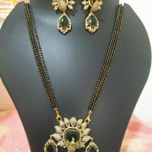 victorian emerald peacock statement mangalsutra set