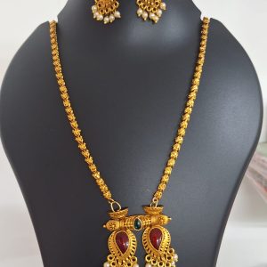 antique ruby drop temple necklace set
