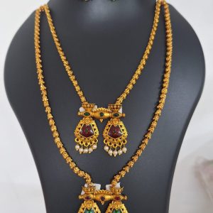 dual layer antique temple necklace set