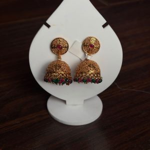 emerald ruby antique jhumka earrings